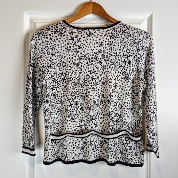Sigrid Olsen B&W Floral Knit Cardigan - Picture 2 of 4